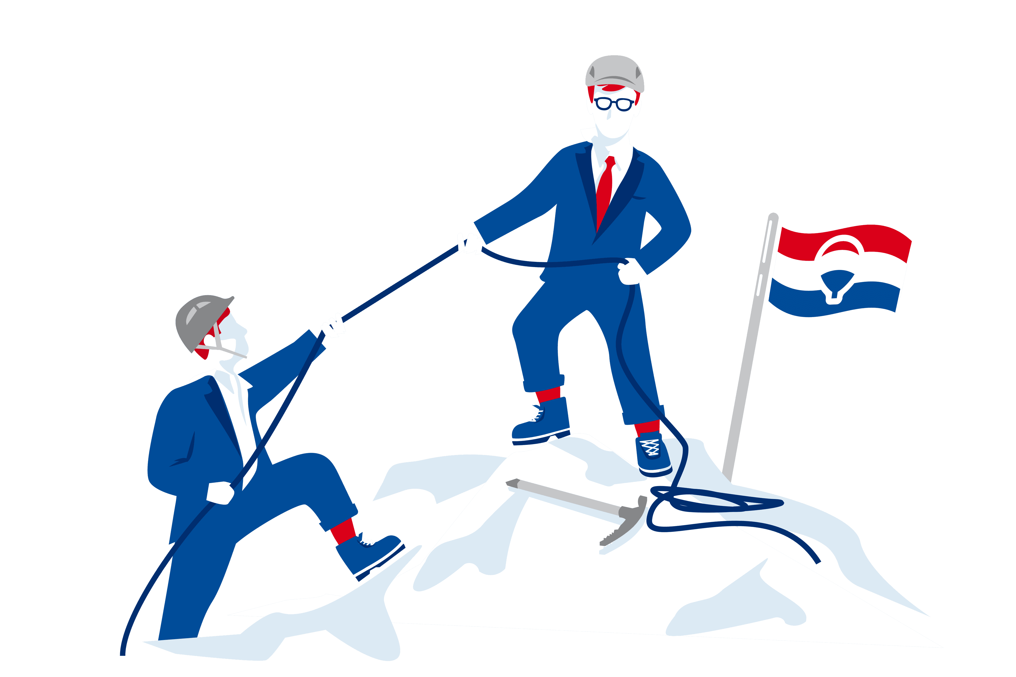 Dwóch agentów RE/MAX zdobywających razem szczyt